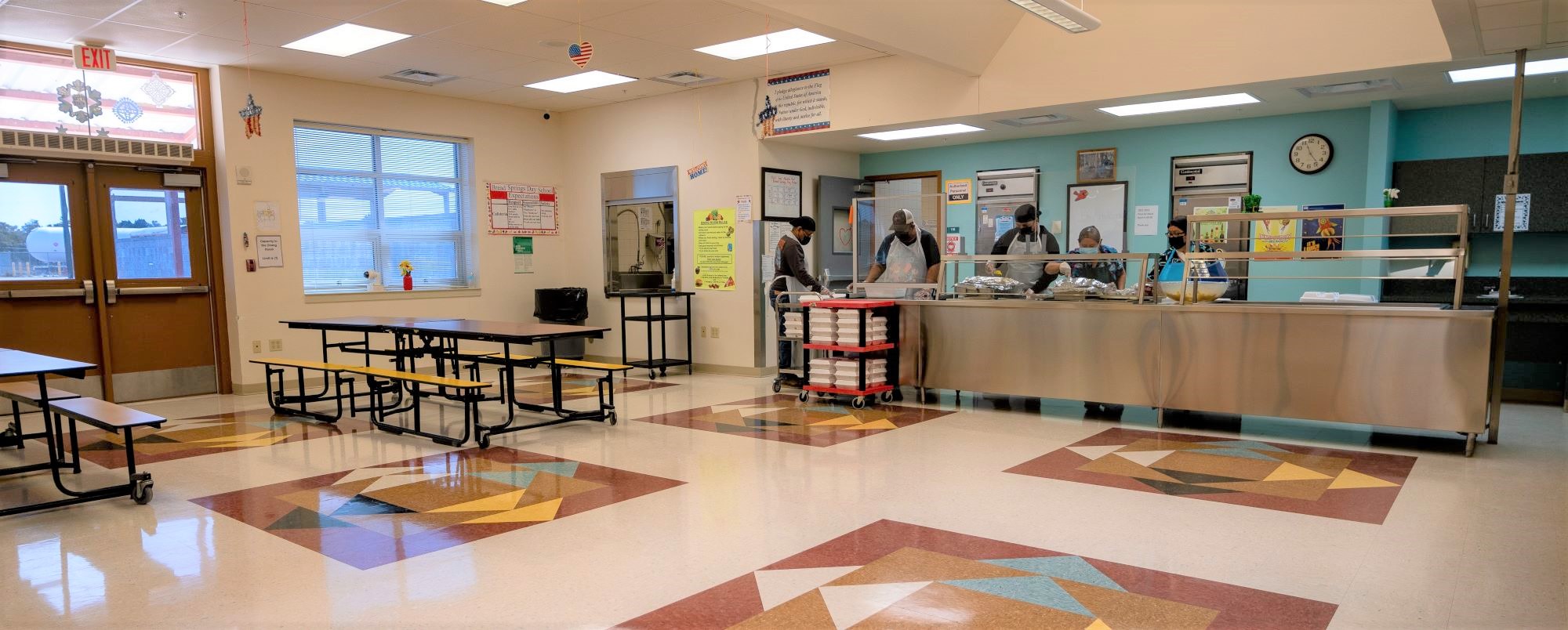 cafeteria staff getting ready for the day