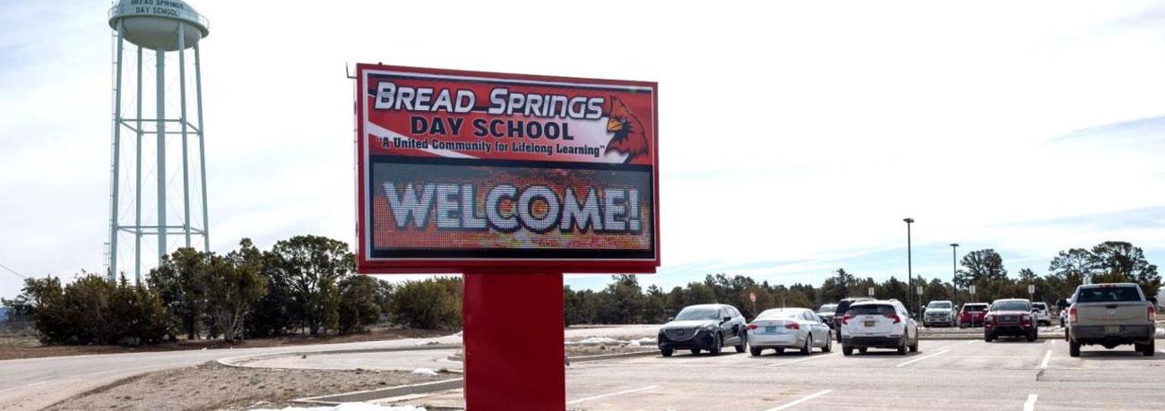 Bread Springs Day School Welcome street sign