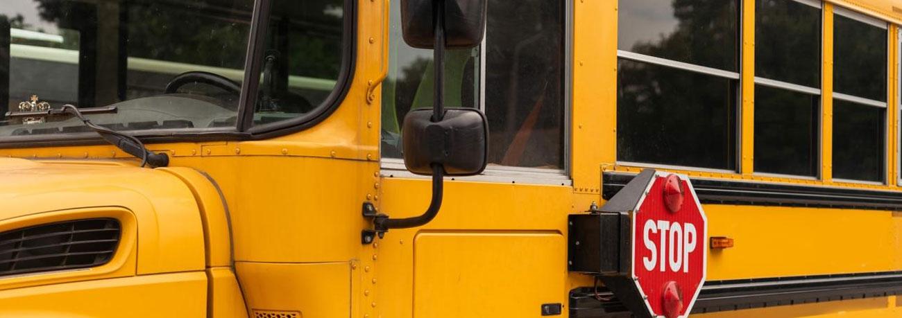 Exterior view of a yellow school bus