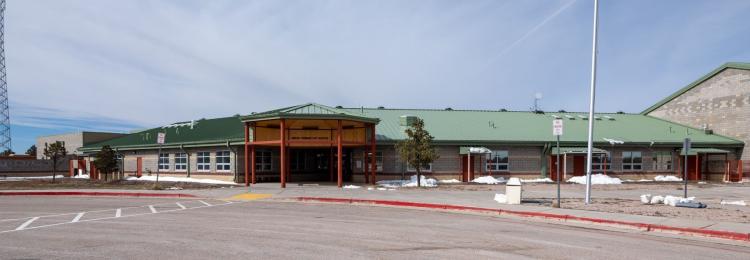 Bread Springs Day School building front entrance.
